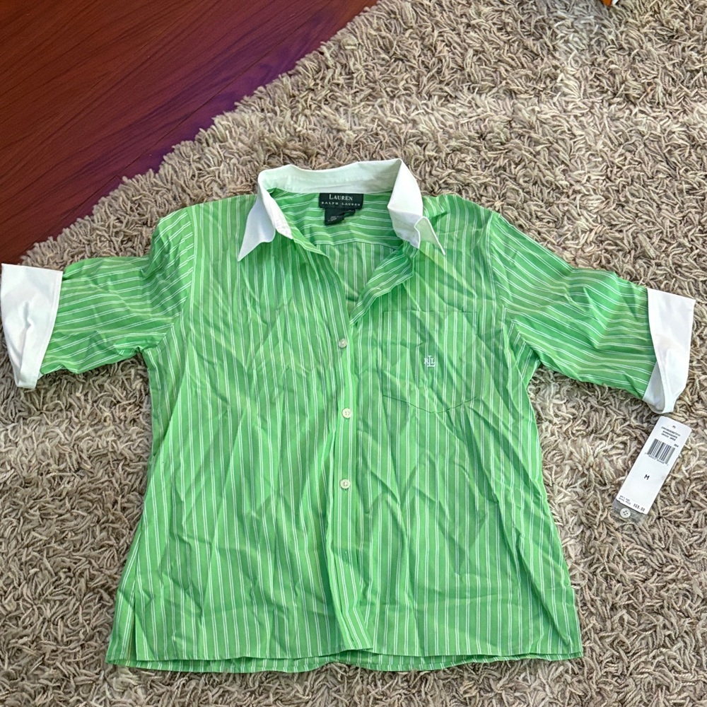Ralph Lauren Green and White Blouse